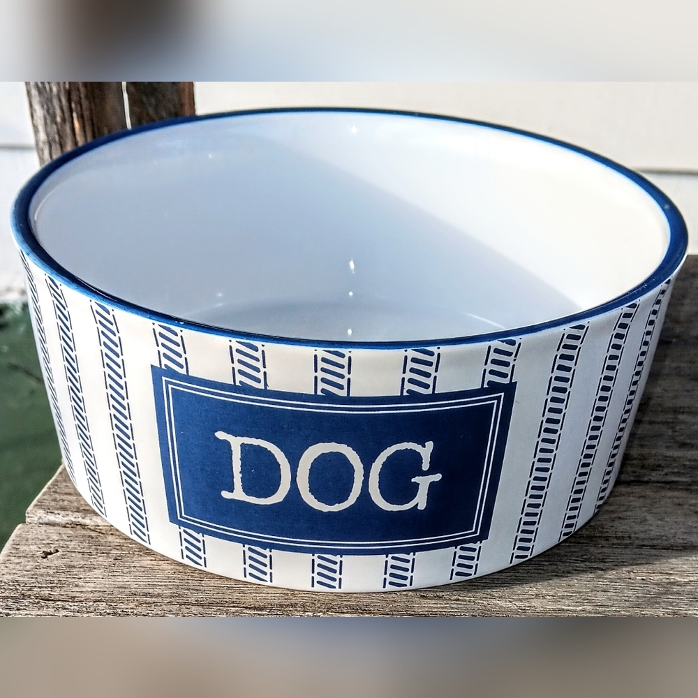 Petrageous Ceramic Dog Bowl~Country Blue~7 in×2 1/2 in